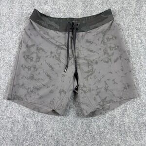 MUNICIPAL Mens Gray Marble Print Sport Utility Shorts Medium‎ Workout Gym